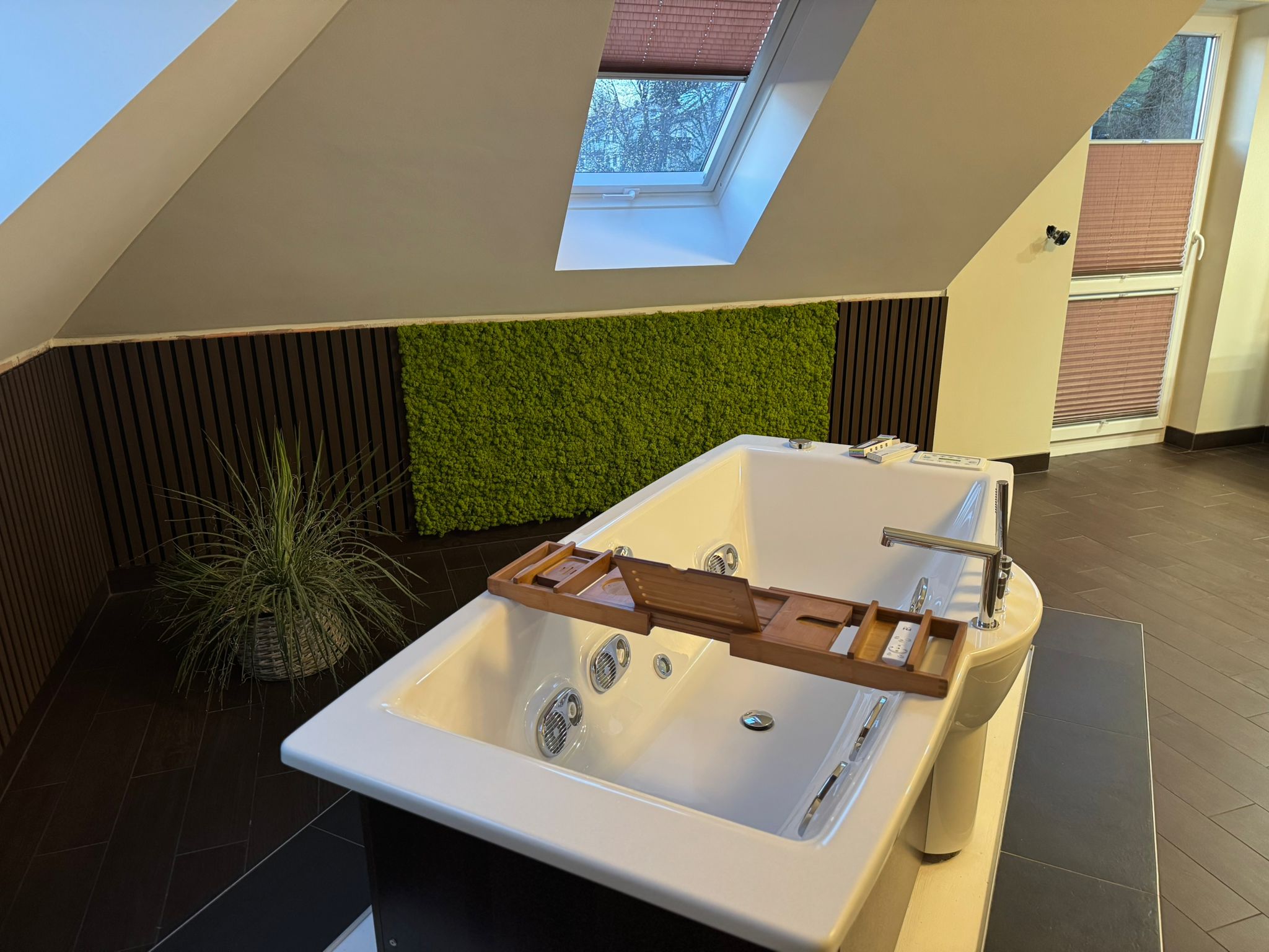 Badwand nach der Modernisierung mit Island Moos Badwand nach der Modernisierung mit Island Moos